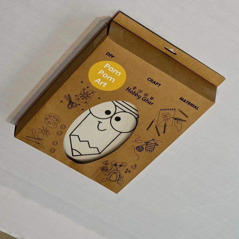 Pom Pom Art DIY Craft Kit, Pencil Hobby Character Design Set with Storage Box