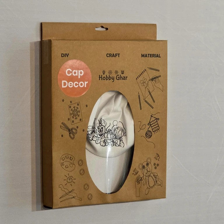 DIY Cap Decor Kit with Mickey Mouse Design, White cap