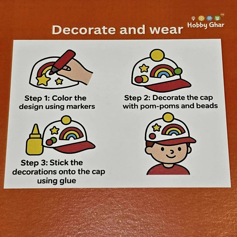 DIY Cap Decor Kit with Astronaut Design, White cap