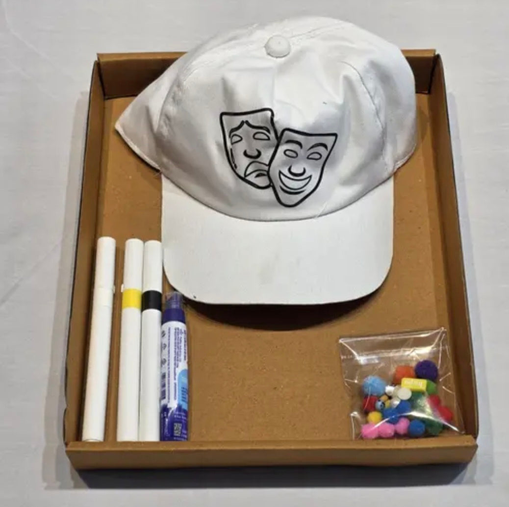 DIY Cap Decor Kit with Mask Design, White cap