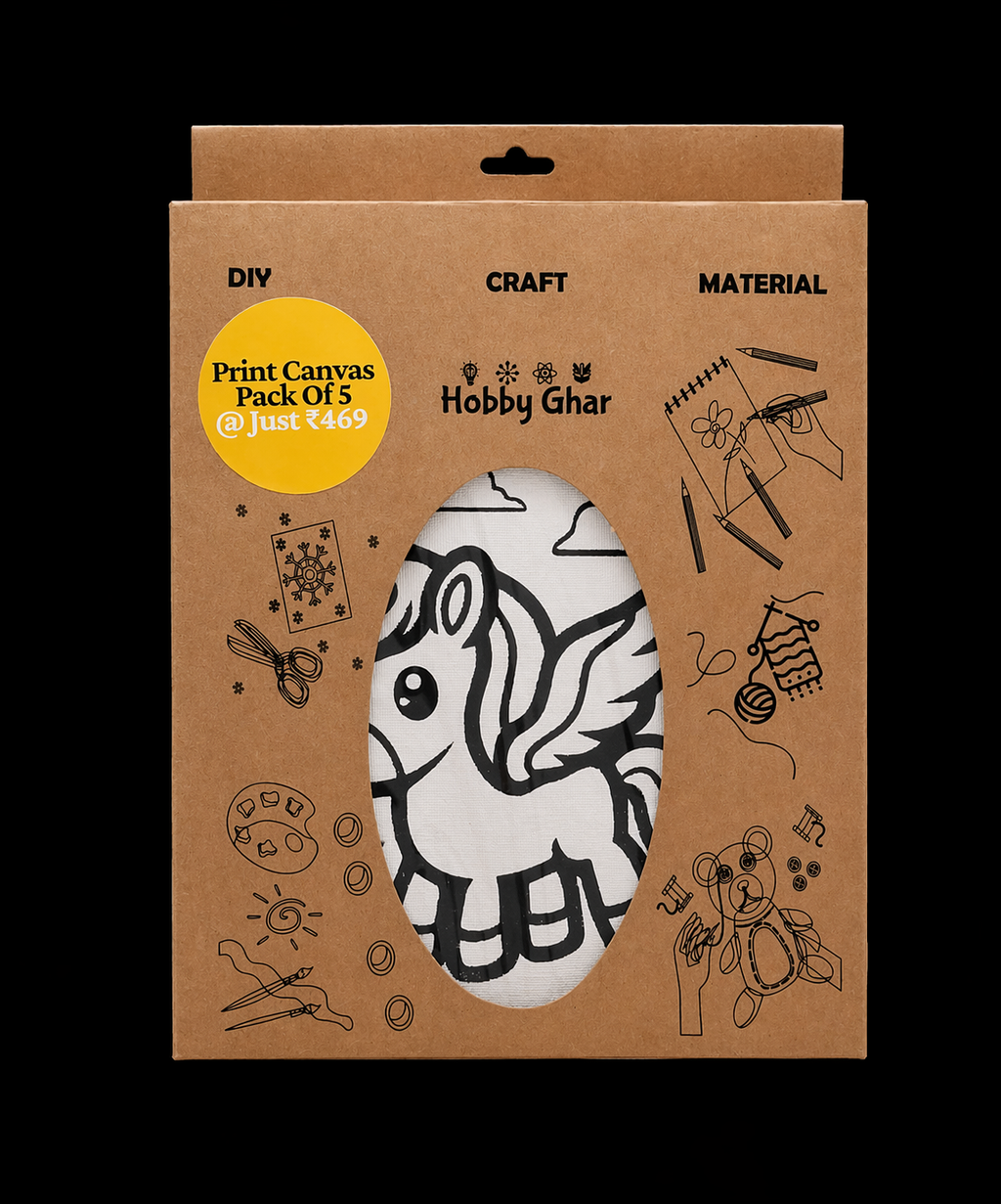 Pack of 5 Printed Canvas