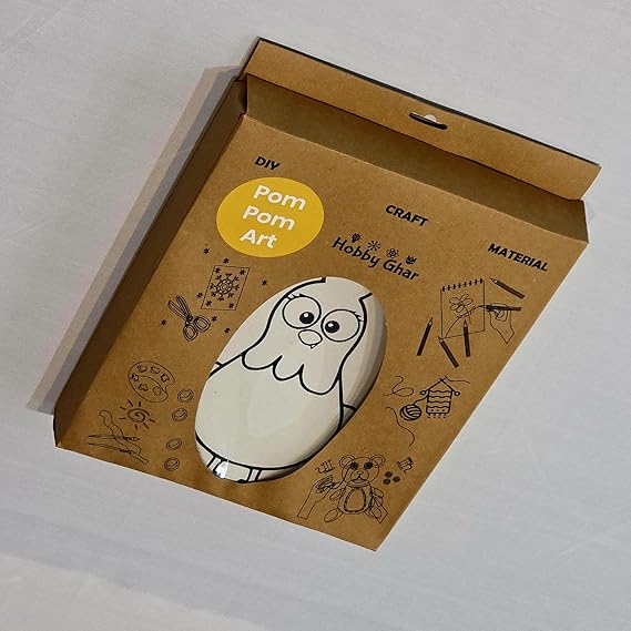 Pom Pom Art DIY Craft Kit, Hen Hobby Character Design Set with Storage Box