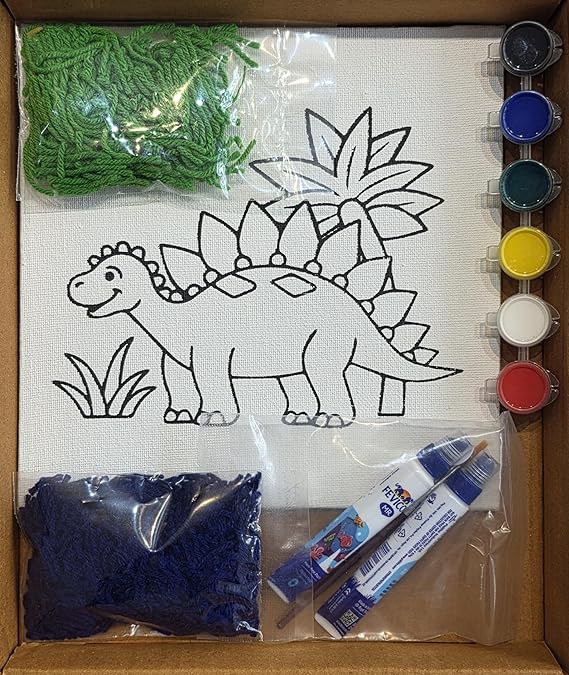DIY Wool Art Kit, Dinosaur Design,  Wool Material, Kids Creative Activity