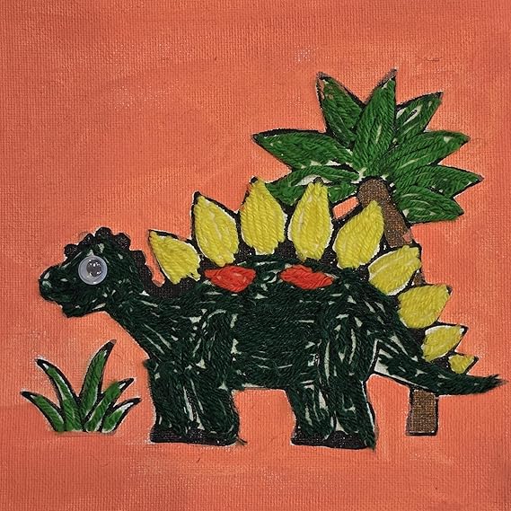 DIY Wool Art Kit, Dinosaur Design,  Wool Material, Kids Creative Activity