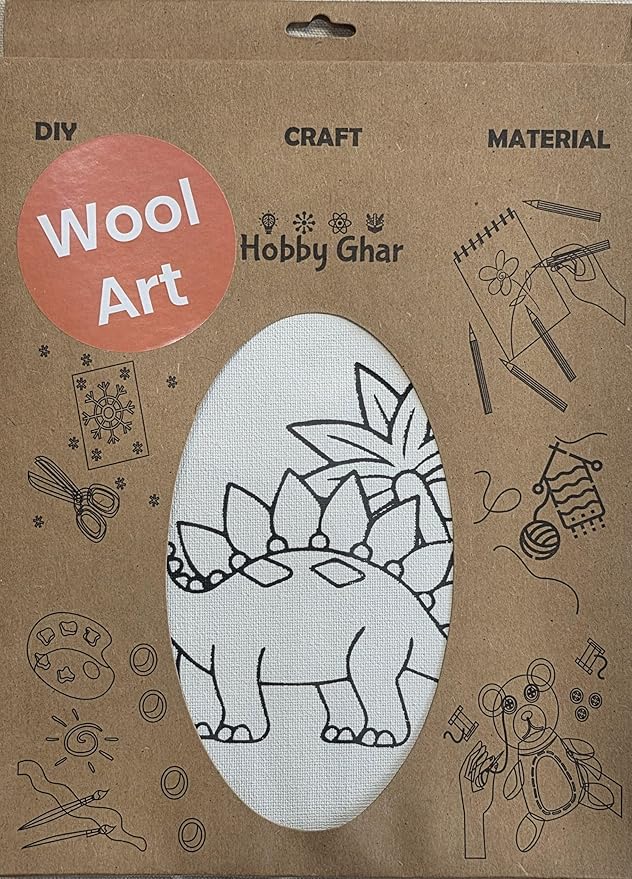 DIY Wool Art Kit, Dinosaur Design,  Wool Material, Kids Creative Activity